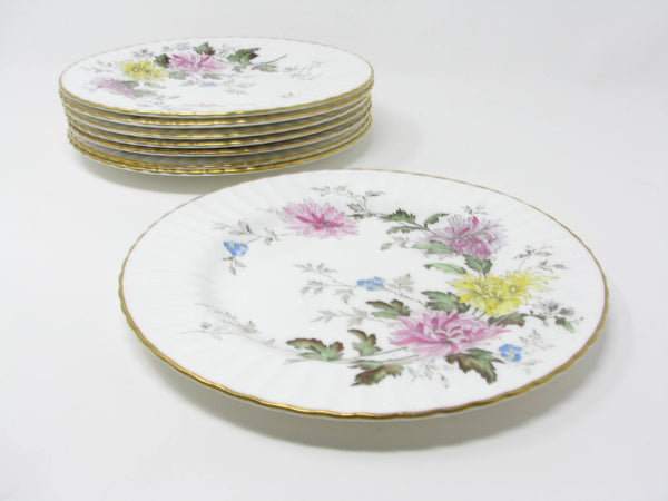 edgebrookhouse - Antique Paragon England Autumn Glory Fine Bone China Salad Plates with Pink Yellow Flowers - 8 Pieces