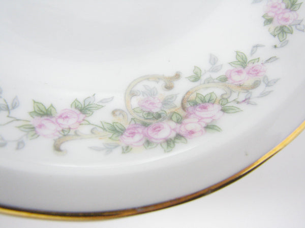 edgebrookhouse - Antique Paul Muller Porcelain Small Bowls with Pink Flowers, Tan Scrolls and Gold Trim - Set of 8