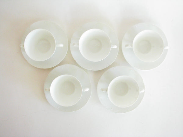 edgebrookhouse - Antique Philip Rosenthal & Co Claire White Porcelain Bouillon Cups & Saucers - Set of 5