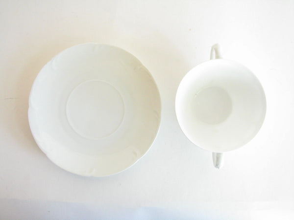 edgebrookhouse - Antique Philip Rosenthal & Co Claire White Porcelain Bouillon Cups & Saucers - Set of 5