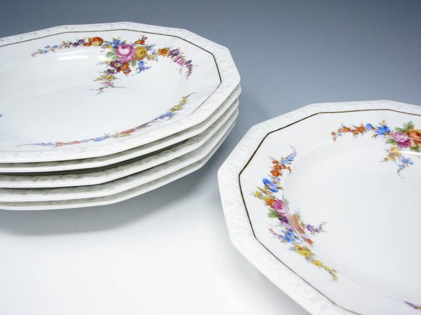 edgebrookhouse - Antique Philipp Rosenthal Samara Rimmed Bowls with Floral Design - 6 Pieces