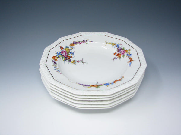 edgebrookhouse - Antique Philipp Rosenthal Samara Rimmed Bowls with Floral Design - 6 Pieces