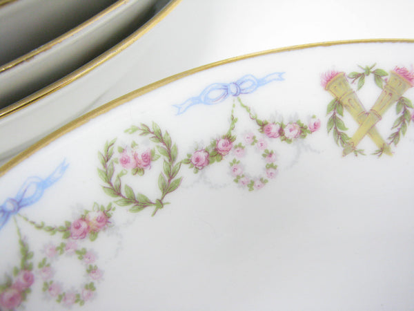 edgebrookhouse - Antique Porcelain Limousine (PL) M Redon Bowls with Torch Floral Design - Set of 10