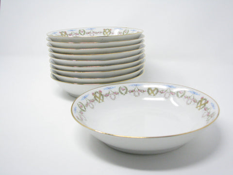 edgebrookhouse - Antique Porcelain Limousine (PL) M Redon Bowls with Torch Floral Design - Set of 10