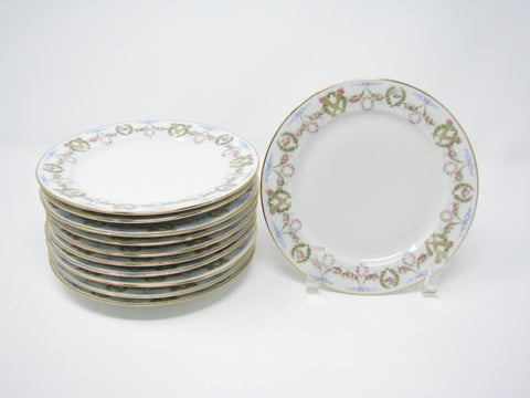 edgebrookhouse - Antique Porcelain Limousine (PL) M Redon Bread or Dessert Plates with Torch Floral Design - Set of 11