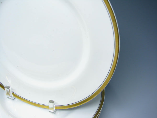 edgebrookhouse - Antique Porcelaine Limousine Porcelain Dinner Plates with Gold Trim Decorated by Stouffer Studio - 6 Pieces
