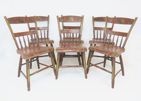 edgebrookhouse - Antique Primitive Pennsylvania Dutch Painted Side Chairs - Set of 7