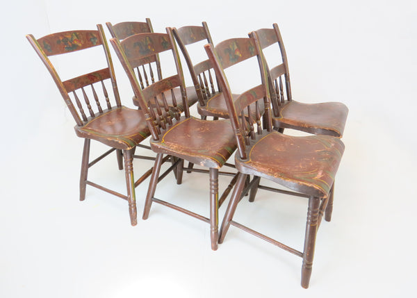 edgebrookhouse - Antique Primitive Pennsylvania Dutch Painted Side Chairs - Set of 9