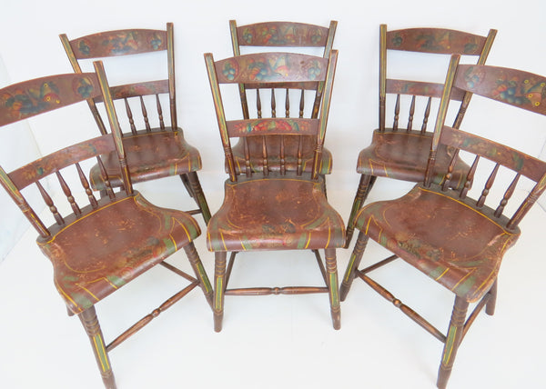 edgebrookhouse - Antique Primitive Pennsylvania Dutch Painted Side Chairs - Set of 10