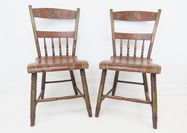 edgebrookhouse - Antique Primitive Pennsylvania Dutch Painted Side Chairs - Set of 12