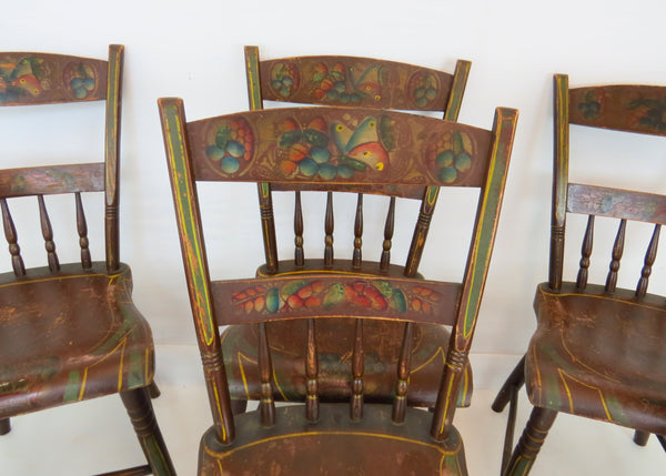 edgebrookhouse - Antique Primitive Pennsylvania Dutch Painted Side Chairs - Set of 15