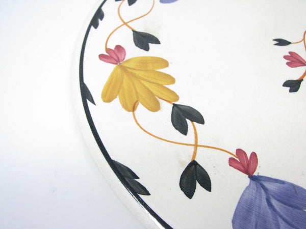 edgebrookhouse - Antique Societe Ceramique Earthenware Cake Platter with Stick Spatter Floral Design