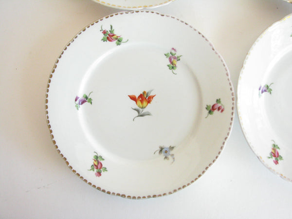 edgebrookhouse - Antique Swain & Co Huttensteinach Thuringia Germany Porcelain Salad Plates with Hand-Painted Floral Design - Set of 4