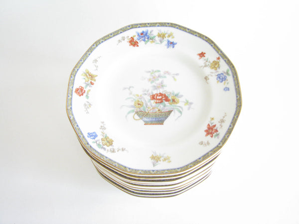 edgebrookhouse - Antique Theodore Haviland Ganga Floral Basket Dinner Plates - Set of 11