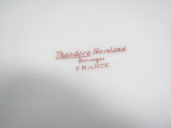 edgebrookhouse - Antique Theodore Haviland Limoges France Oval White Porcelain Lidded Serving Dish with Gilt Trim