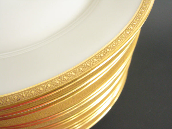 edgebrookhouse - Antique Theodore Haviland Limoges Gold Encrusted Porcelain Salad Plates - Set of 12