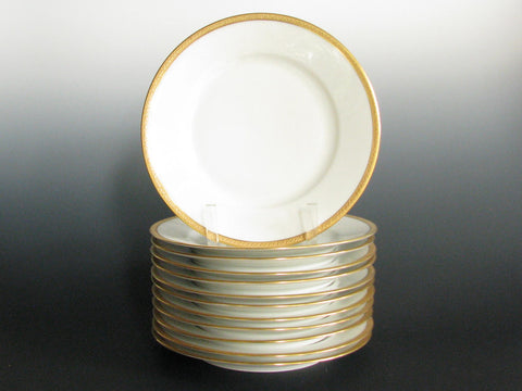 edgebrookhouse - Antique Theodore Haviland Limoges Gold Encrusted Porcelain Salad Plates - Set of 12