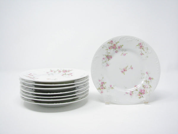 edgebrookhouse - Antique Theodore Haviland Limoges Porcelain Bread or Dessert Plates with Floral Design and Embossed Rim - Set of 8