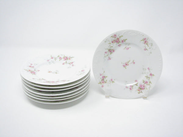 edgebrookhouse - Antique Theodore Haviland Limoges Porcelain Bread or Dessert Plates with Floral Design and Embossed Rim - Set of 8
