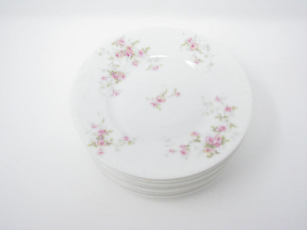 edgebrookhouse - Antique Theodore Haviland Limoges Porcelain Bread or Dessert Plates with Floral Design and Embossed Rim - Set of 8