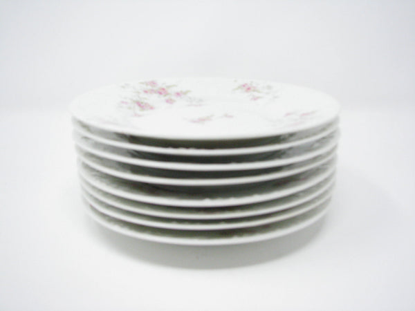edgebrookhouse - Antique Theodore Haviland Limoges Porcelain Bread or Dessert Plates with Floral Design and Embossed Rim - Set of 8