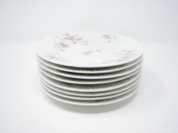 edgebrookhouse - Antique Theodore Haviland Limoges Porcelain Bread or Dessert Plates with Floral Design and Embossed Rim - Set of 8
