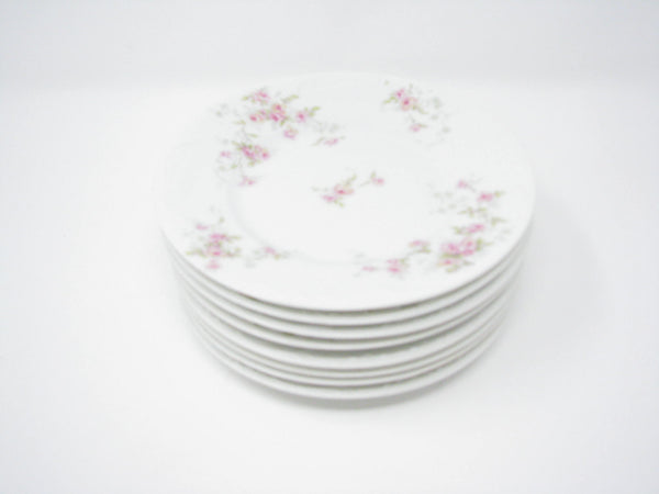 edgebrookhouse - Antique Theodore Haviland Limoges Porcelain Bread or Dessert Plates with Floral Design and Embossed Rim - Set of 8