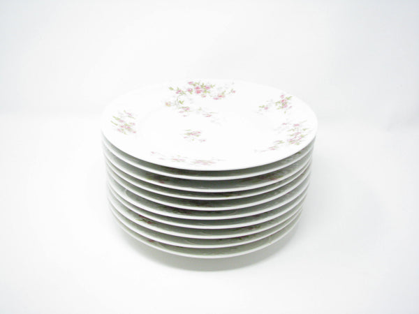 edgebrookhouse - Antique Theodore Haviland Limoges Porcelain Dinner Plates with Floral Design and Embossed Rim - Set of 10