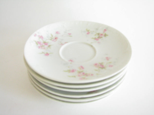 edgebrookhouse - Antique Theodore Haviland Limoges Porcelain Saucers with Floral Design and Embossed Rim - Set of 6