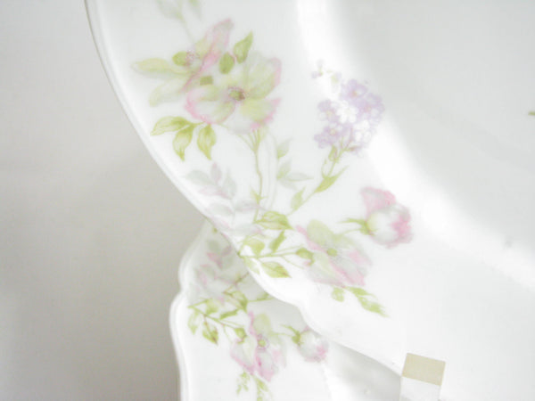edgebrookhouse - Antique Theodore Haviland Limoges Scalloped Porcelain Dinner Plates with Pink Purple Floral Design - Set of 4