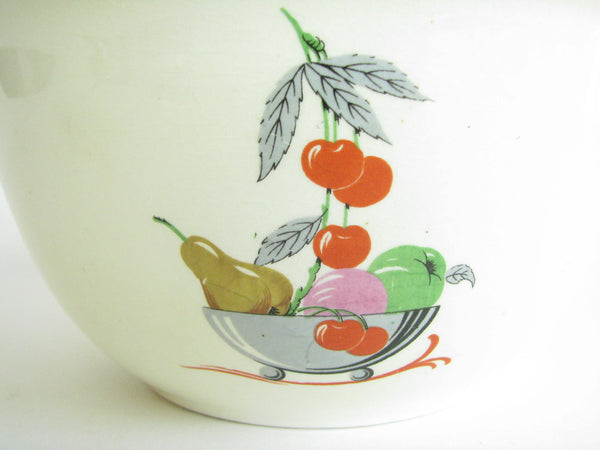 edgebrookhouse - Antique Wheelock Peoria Ceramic Round Lidded Serving Dish with Fruit Motif