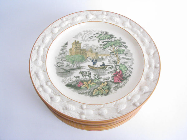 edgebrookhouse - Antique William Adams & Sons Italian Scenery Dinner Plates - Set of 10