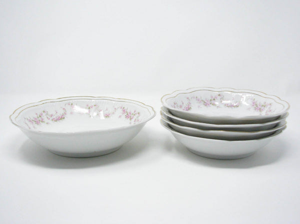 edgebrookhouse - Antique Zeh Scherzer & Co Scalloped Porcelain Bowls with Floral Design - Set of 5