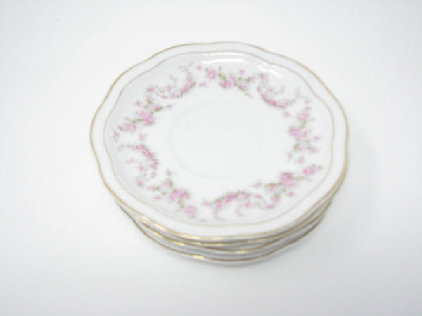 edgebrookhouse - Antique Zeh Scherzer & Co Scalloped Porcelain Saucers with Floral Design - Set of 4