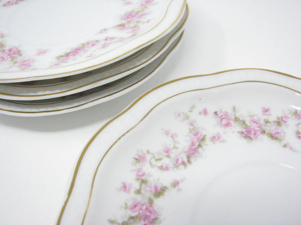 edgebrookhouse - Antique Zeh Scherzer & Co Scalloped Porcelain Saucers with Floral Design - Set of 4