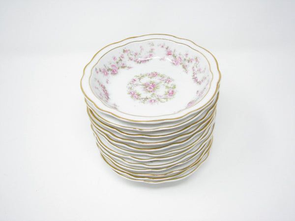 edgebrookhouse - Antique Zeh Scherzer & Co Scalloped Porcelain Small Bowls with Floral Design - Set of 12