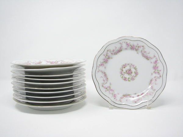 edgebrookhouse - Antique Zeh Scherzer & Co Scalloped Porcelain Small Salad Plates with Floral Design - Set of 11