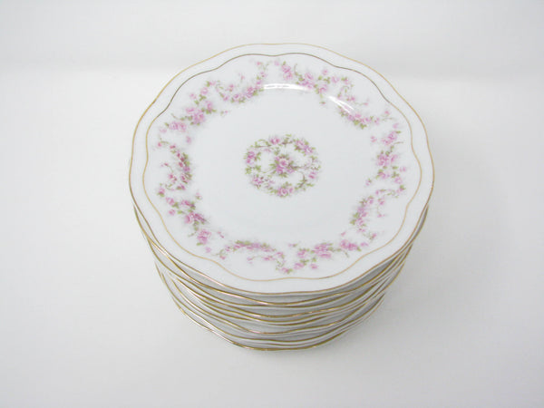 edgebrookhouse - Antique Zeh Scherzer & Co Scalloped Porcelain Small Salad Plates with Floral Design - Set of 11