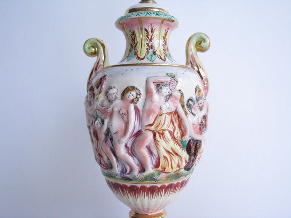 edgebrookhouse - Antique Capodimonte Italian Gilt & Painted Porcelain Lamp
