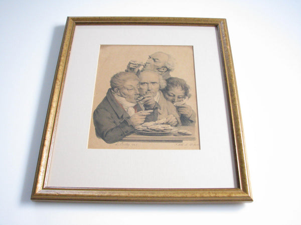 edgebrookhouse - Antique Satirical Lithograph by L Boilly "Les Mangers D'Huitres" Printed by Fran Depeck