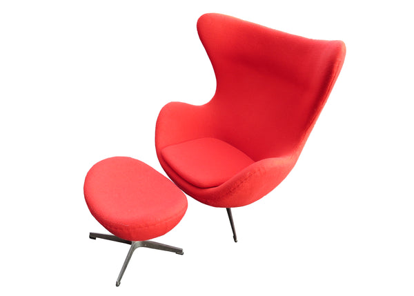 edgebrookhouse - 1990s Arne Jacobsen Style Egg Chair With Matching Ottoman