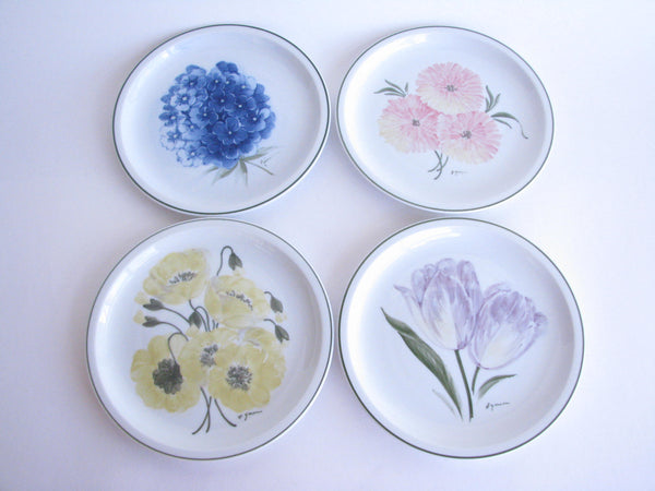 edgebrookhouse - Block Portugal Hand Painted Porcelain Plates with Floral Designs - Set of 4