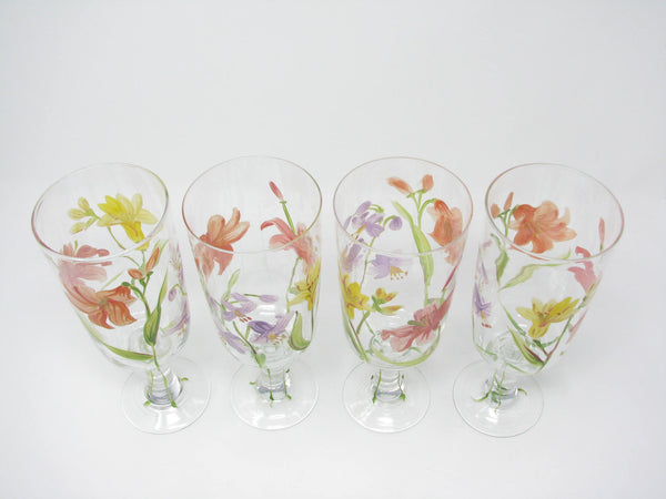 edgebrookhouse - Block Tropical Lilies Hand-Painted Ice Tea Glasses - 4 Pieces