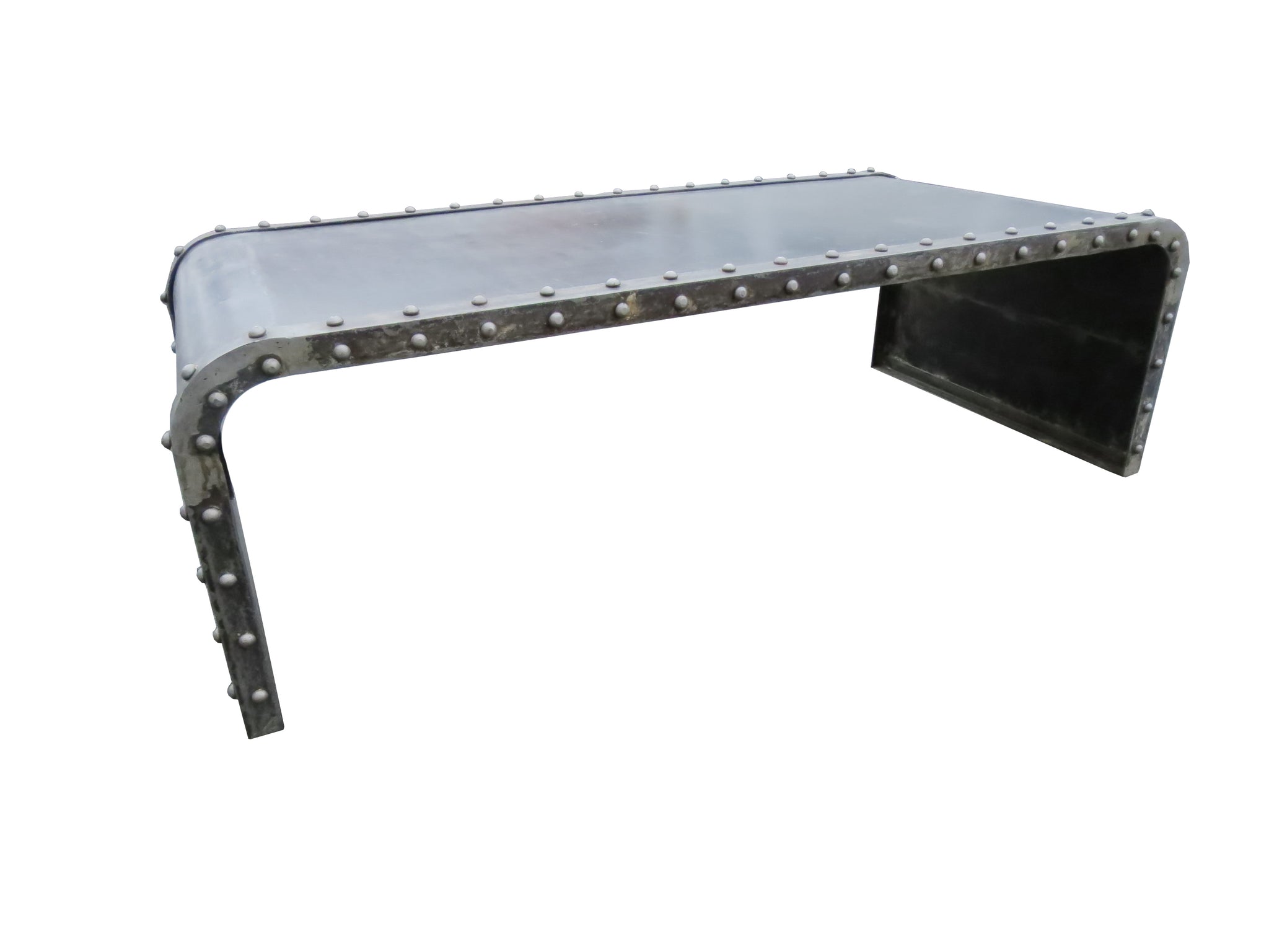 edgebrookhouse - Brutalist Solid Steel and Studded Waterfall Coffee / Console Table