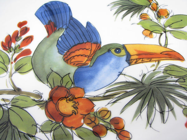 edgebrookhouse - Ceramica Cuore Handmade Italian Ceramic Serving Platter with Tropical Toucan Exotic Bird Design