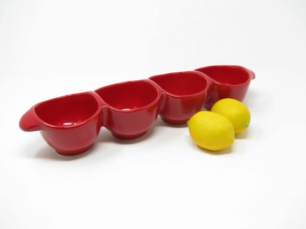 edgebrookhouse - Ceramiche Virginia Italy Red Ceramic Long Four-Section Serving Relish or Snack Tray