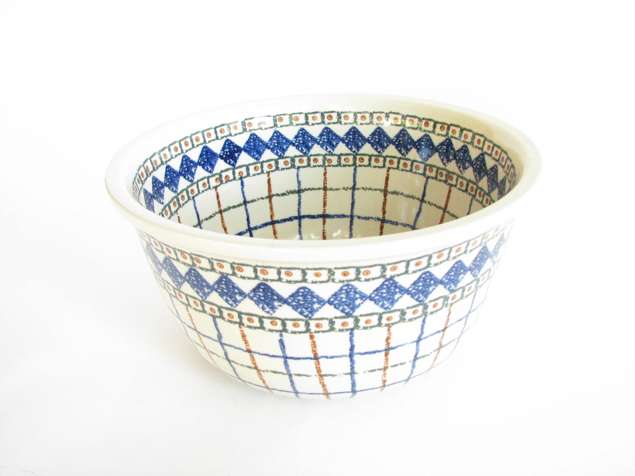 edgebrookhouse - Ceramika Artystyczna Boleslawiec Polish Pottery Large Mixing Serving Bowl with Geometric Pattern
