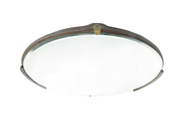 edgebrookhouse - Circa 1930s French Art Deco Frameless Oval Mirror With Carved Wood Accents