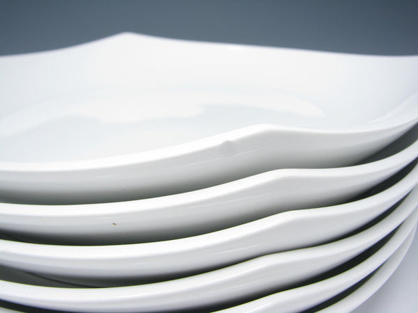 edgebrookhouse - Dansk Classic Fjord White Square Coupe Porcelain Dinner Plates - 6 Pieces