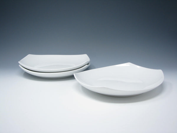 edgebrookhouse - Dansk Classic Fjord White Square Coupe Porcelain Salad Plates - 3 Pieces